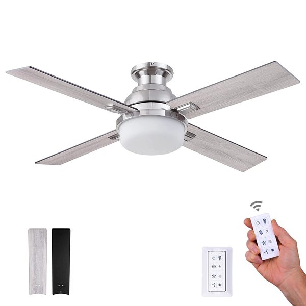 Prominence Home Kyrra, 52 in. Ceiling Fan with  Light & Remote Control, Brushed Nickel 51678-40